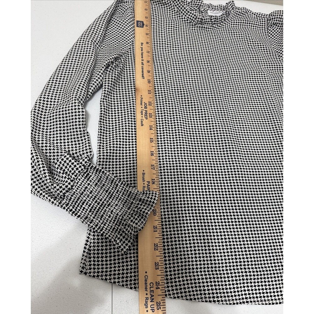 Carolina Belle Montreal Womens Sz S  Houndstooth Pleated Ruffle Chiffon Top - Picture 12 of 15